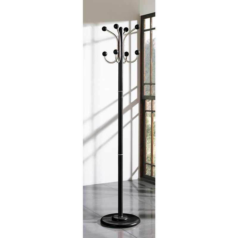 Senesca Solid Wood 8 - Hook Coat Rack, Black