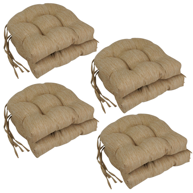16-Inch Rounded Back Woven Olefin Tufted Outdoor Chair Cushions (Set Of 8), Tan