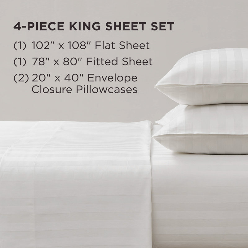 The Sheet Lab Regal Dreams Sheet Sets, King Sheet Set with 2 Pillowcases, White