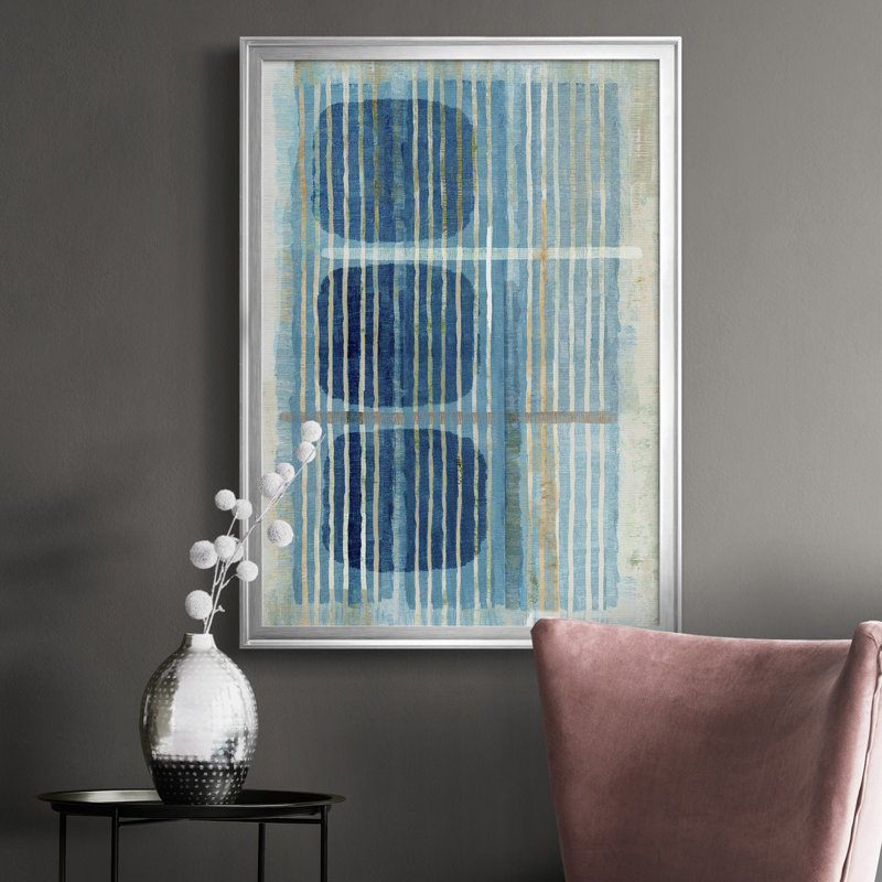 «Blue Blue Horizon II», toile encadrée de qualité supérieure - prête à être accrochée, Cadre argenté