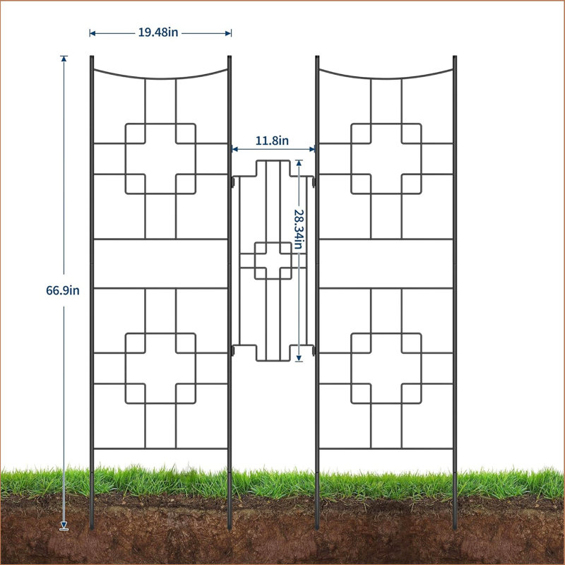 66.9cm H x 101.52cm W Metal Fan Trellis Side Panel