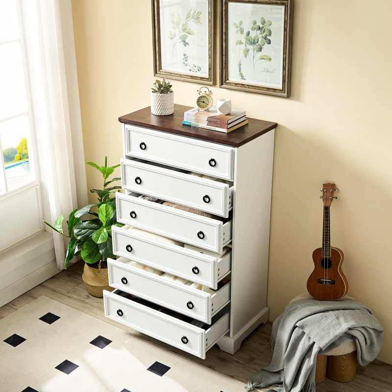 Commode de chambre blanche à 6 tiroirs - commode spacieuse, facile à installer et facile à installer