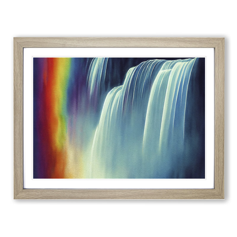 Colourful Watercolour - Single Picture Frame Print, 25cm H x 34cm W x 2cm D, Oak Framed