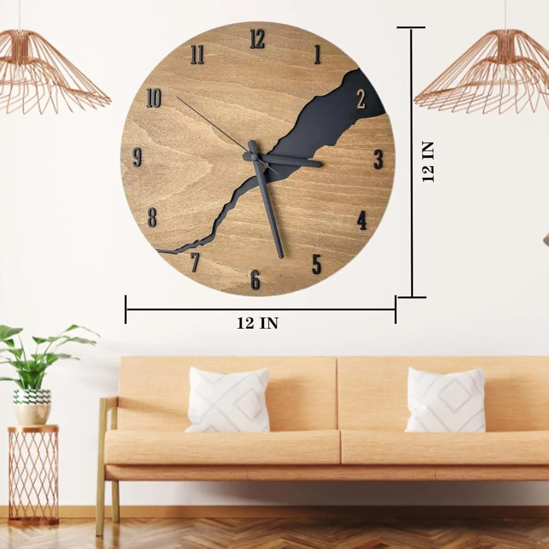 Aswar Solid + Manufactured Wood Wall Clock