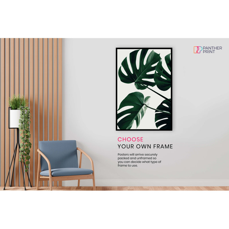 Green Monstera Natural Plant Leaves - No Frame Print, 31cm H x 20cm W x 1cm D