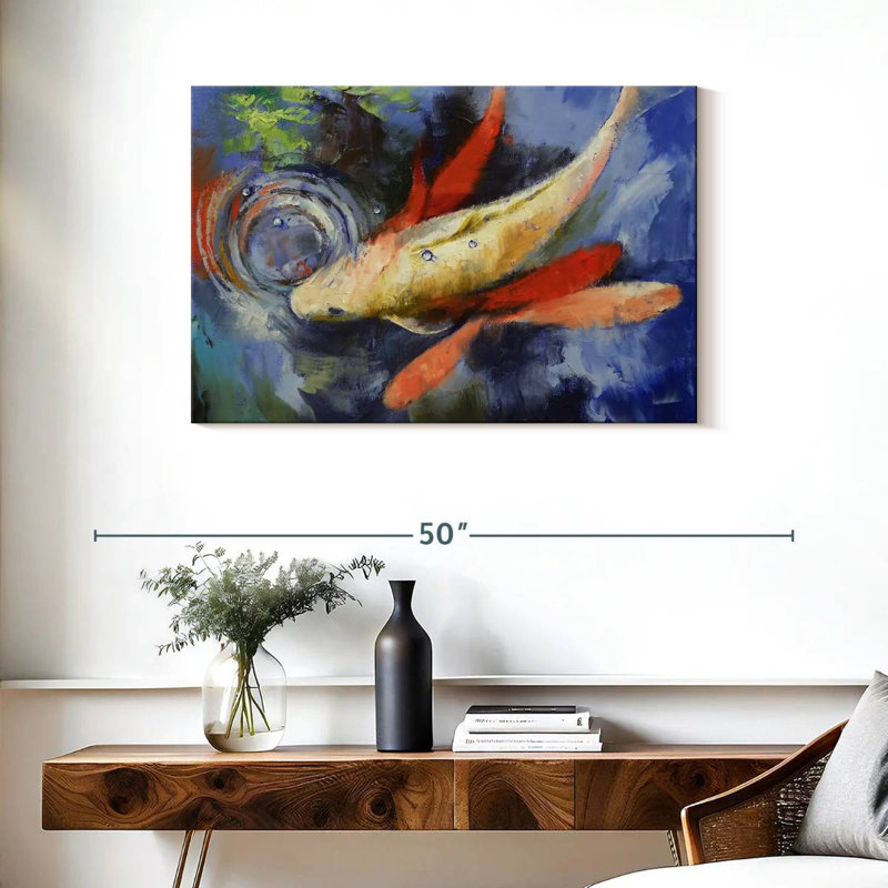 Koi et ondulations de l'eau, H 24 po x l 36 po