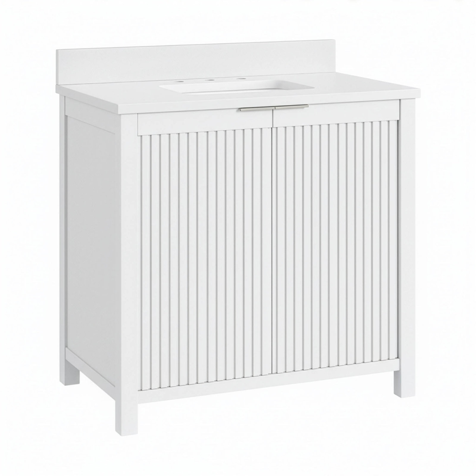 Through Lines 36" Single Bathroom Vanity, White