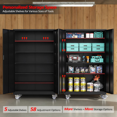 Tool Storage Cabinet Black With Wheels