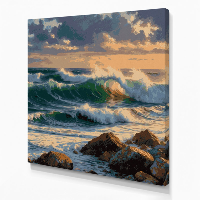 «Coastal Atlantic Shoreline», art mural sur toile grise, H 12 po x l 12 po