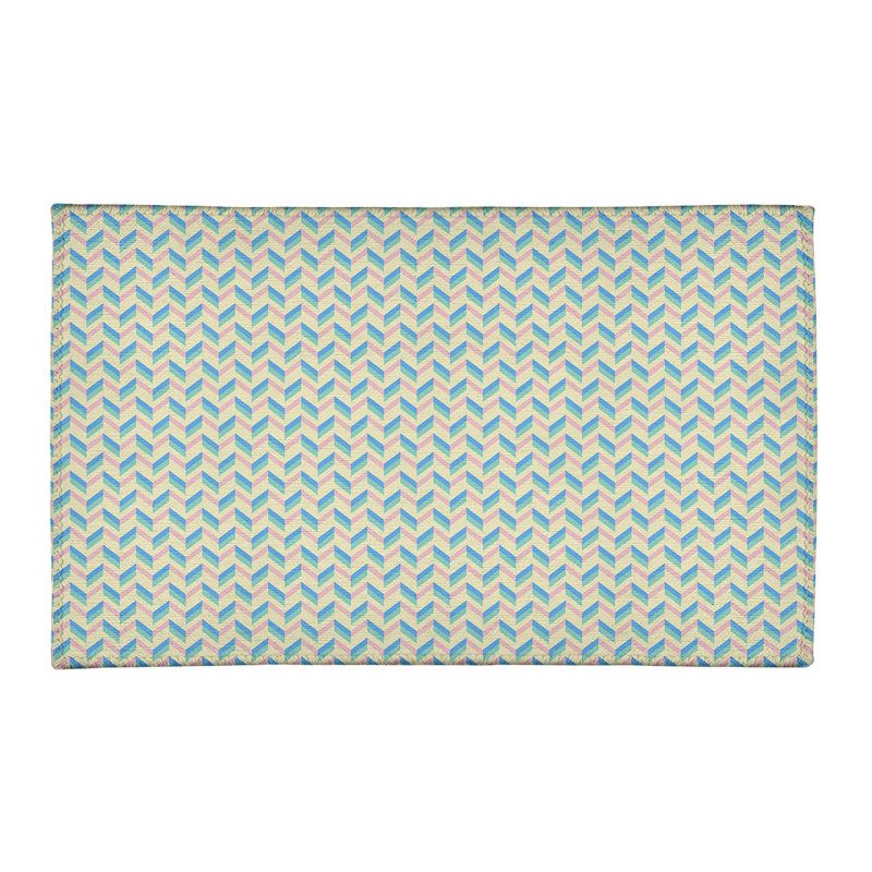 Tapis à chevrons turquoise/papaye area, Rectangle 3 pi x 5 pi