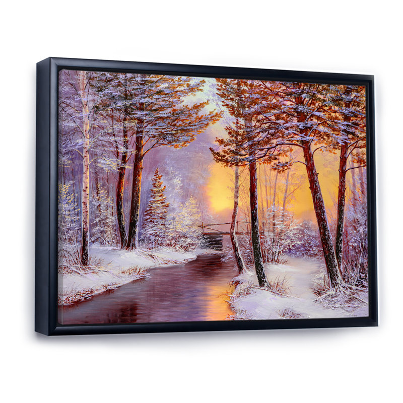 Sunshine Through Snowy Winter Landscape Vii - reproduction d'art sur toile, H 8 po x l 12 po x P 1 po