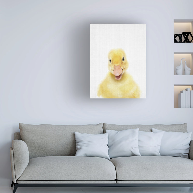 «Peekaboo Baby Duck» sur toile par Lola Peacock, H 19 po x l 14 po x P 2 po