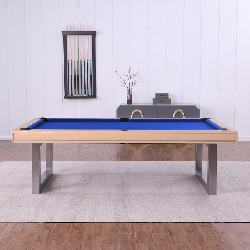 Table de billard en bois massif Harmony, 7 pi, Bleu royal résistant à l'eau, Chêne Naturel