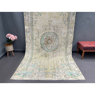 Vintage Wool Patchwork Rug, 59.8x112.6 Inch Beige Rug