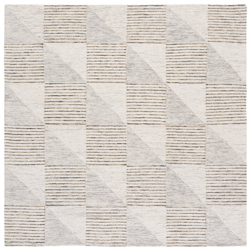 Ebony 823 Hand Tufted Wool & Cotton Geometric Rug, Square 6'