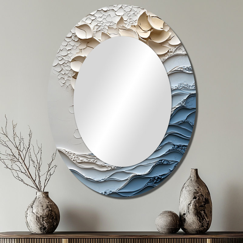Miroir décoratif blanc et bleu Coastal Mosaic III - Coastal, 40 po x 30 po