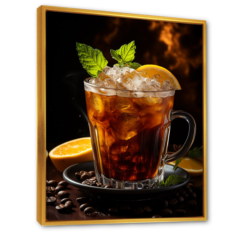 Cuba Aroma Coffee Harmony III - impression, H 44 po x l 34 po x P 1,5 po, Cadre flottant doré