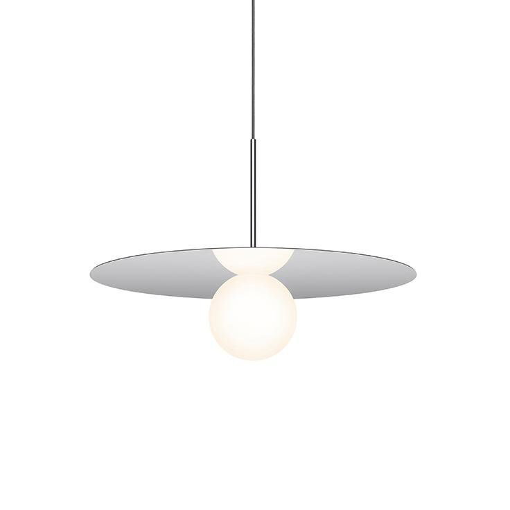Luminaire suspendu à disque Bola, Chrome, H 15,5 po x l 22 po x P 22 po
