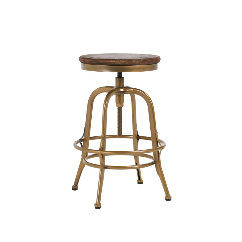 Tabouret de comptoir réglable en bois massif Juliaunna, Bronze
