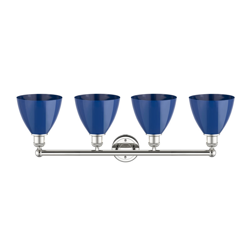 Éclairage pour meuble-lavabo de salle de bain 34,5 po Alquin Dome, Bleu, Nickel poli