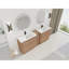 Meuble-lavabo autoportant de 84 po avec lavabo en céramique blanche et 1 petite armoire de rangement, porte à fermeture en douceur, chêne imitation, emballage KD, contreplaqué