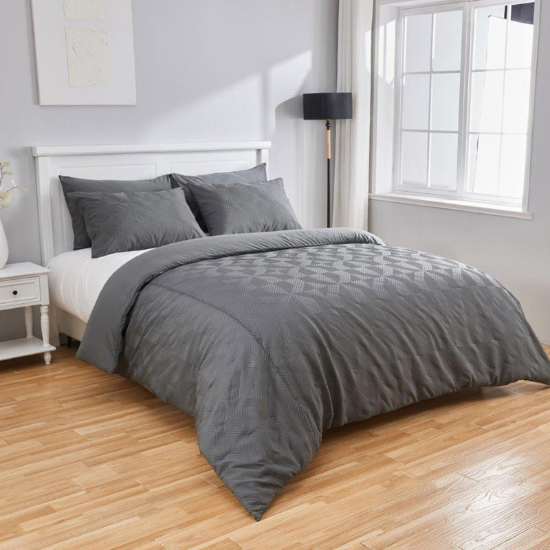  Bedding, Double Duvet Cover + 2 Standard Pillowcases, Charcoal