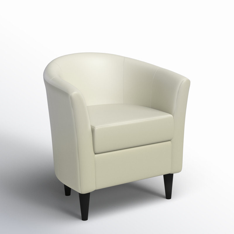 Fauteuil demi-tonneau de 31,5 po Kronos, Similicuir blanc cassé