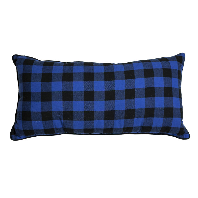 Red and Black Plaid Cotton Reversible Throw Pillow 11 x 22