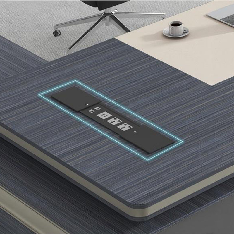 Bureau de direction en L 70,87 "gris luxueux et sophistiqué, H 29,53 po x l 70,87 po x P 62,99 po