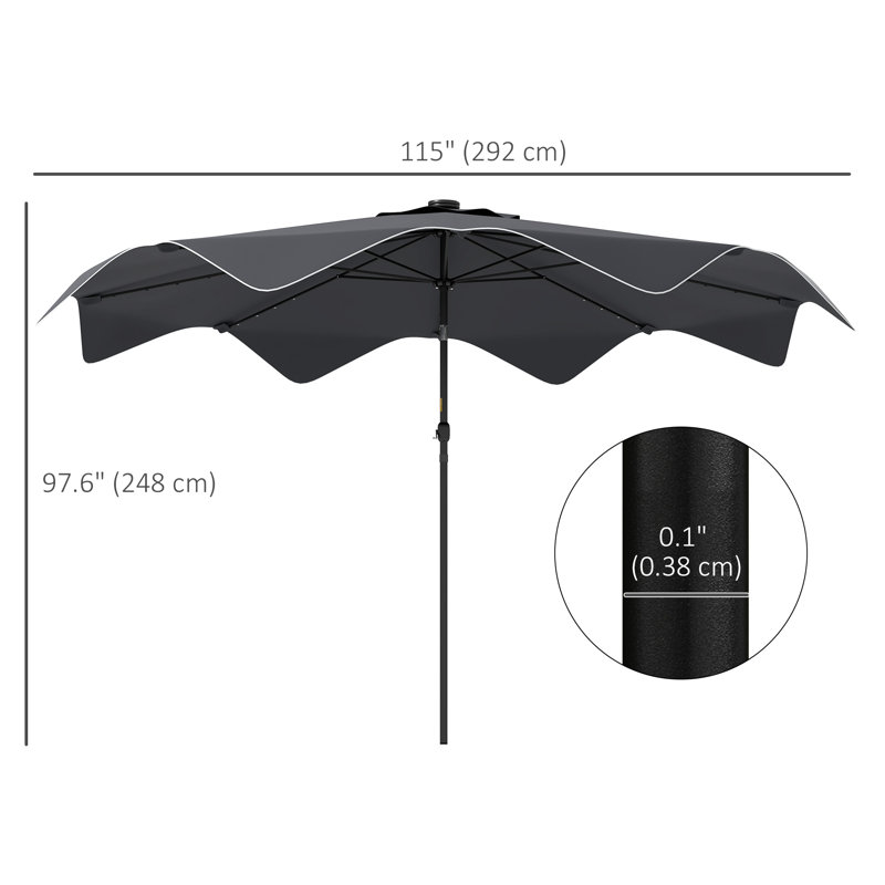 Parasol de marché inclinable 115 po Sharenna, Gris foncé