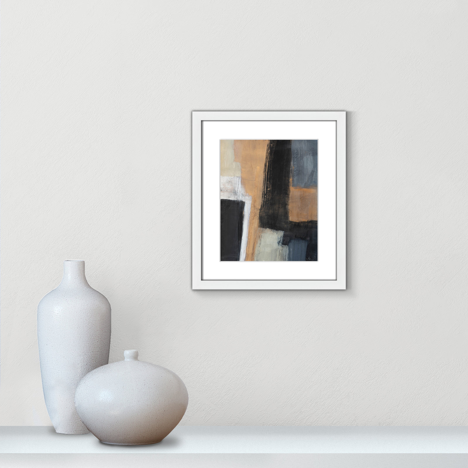 Metallic Slate I Print, White Matted Picture Framed, 15" H x 13" W x 1.25" D