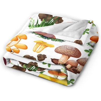 Mushroom Blanket, Super Soft Forest Wild Species Throw Blanket 60"x50" Blanket for Bed Couch Chair Fall Winter Camping Living Room Office Gift