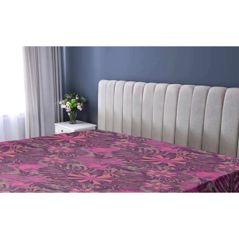 Drap-housse Ambesonne, Drap-housse de taille simple, Magenta et rose séchée / motif floral corail