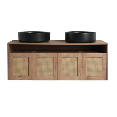 Henry  48" Wall-Mounted Bathroom Vanity with Ceramic Art Sink & 4 Soft-Close Doors