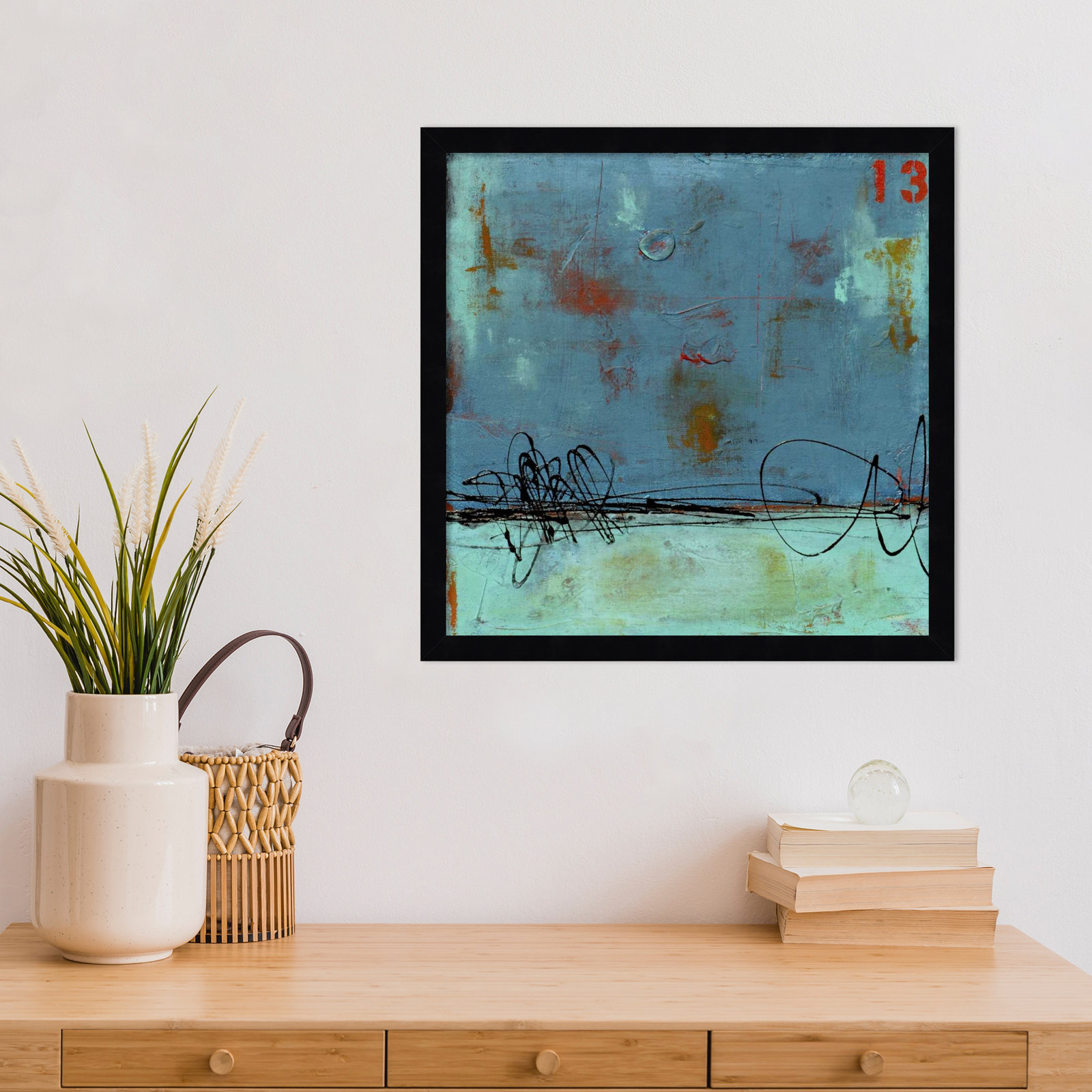 Blue Bay Marina I Print by Erin Ashley, 17" H x 17" W, Black