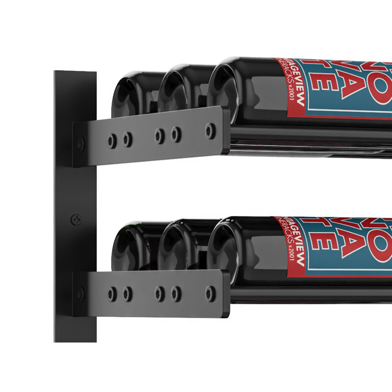 Support à vin mural pour bouteilles, H 75 po x l 41 po x P 12,25 po, Noir mat