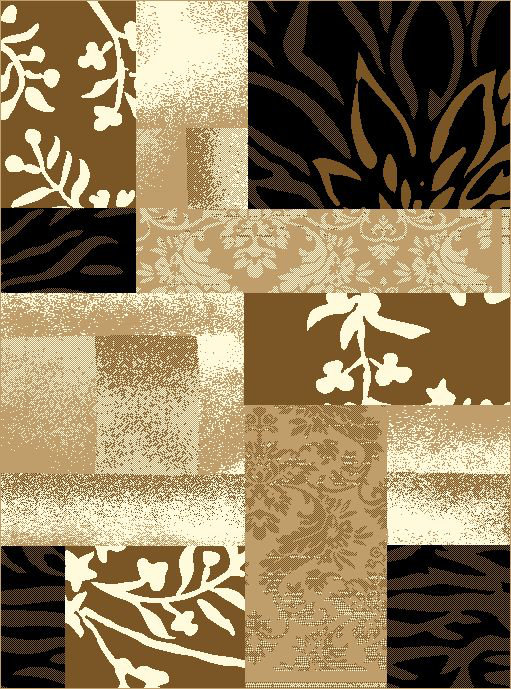 Ivoire capitonné/Tapis décoratif brun, 2 pi x 4 pi