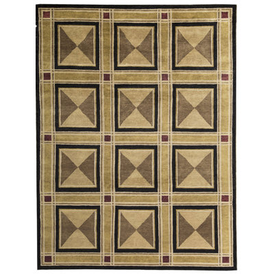 Himalayan Wool Geometric Area Rug in Beige
