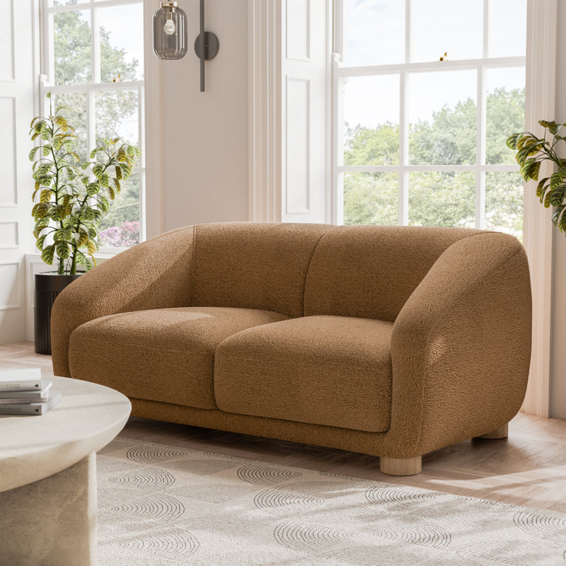 Celal Modern Loveseat, Brown, 29" H x 67.5" W x 38" D