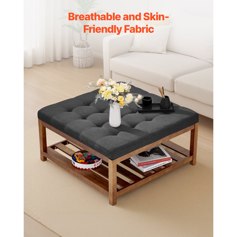 88 cm W Tufted Square Cocktail Ottoman with Storage