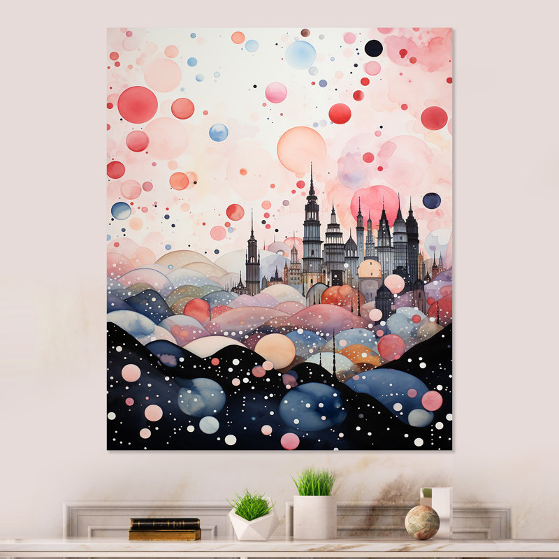 Bubble Gum Cityscape Horizon III - Art mural en métal City Art Deco, H 20 po x l 12 po x P 1 po