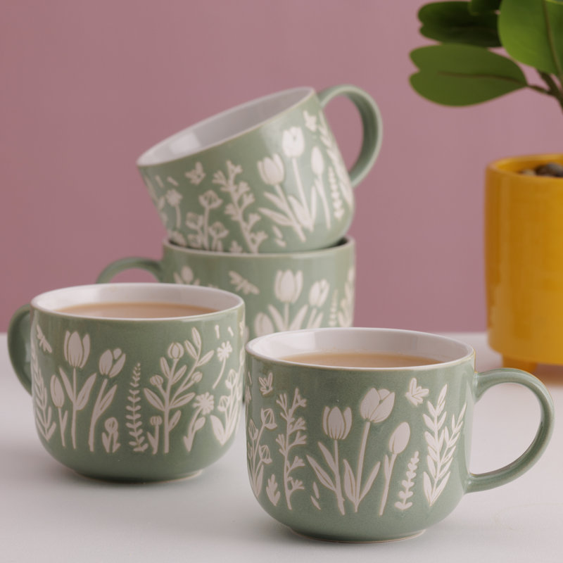 Ensemble de 4 tasses à tulipes In The Meadow, Vert