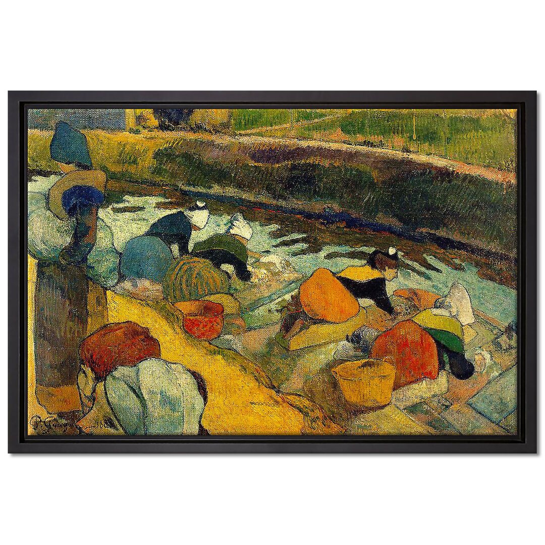 Gerahmtes Leinwandbild Laundresses in Arles von Paul Gauguin