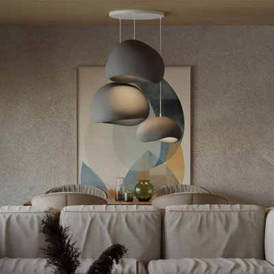 Elegant Adjustable Chandelier, Concrete Grey, 2-Piece Set (Model 2B: 13.8 x 11.0 x 7.9 in, Model 3B: 16.1 x 12.6 x 9.4 in) | Durable Polymeric Composite Body & Cap | Max 3 x 40W E27 Bulbs (Not Included) | Perfect for Modern Decor