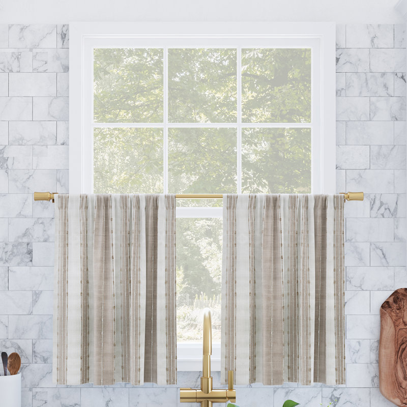 Panneau de rideau semi-transparent avec œillets Archaeo Akari, Lin / blanc, 52" H x 36" W, Tier Pair (Set of 2)