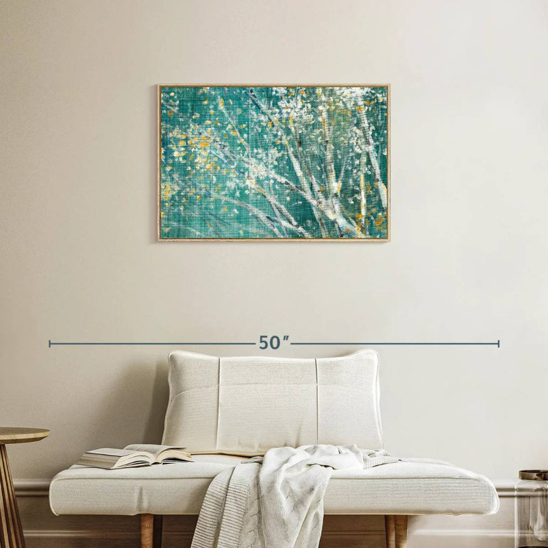 Bouleau bleu II, Cadre flottant en bois naturel, 31 po x 21 po