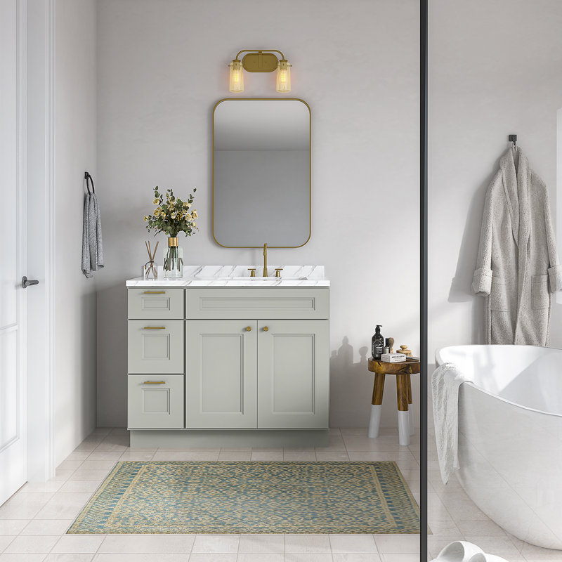 Meuble-lavabo de salle de bain en bois massif prêt à assembler de 42 po seulement - comptoir non inclus