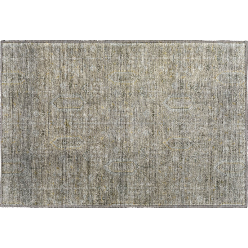 Premium Machine Washable Prisco Taupe Rug, Rectangle 1'8" x 2'6"