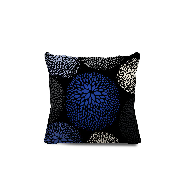 Bavaria Outdoor Reversible Throw Pillow, 17"H x 17"W, Navy Blue/Black