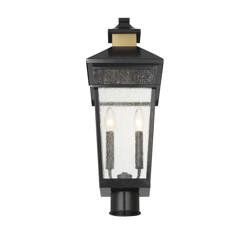 Lanterne murale d'extérieur 2 lumières Kingsley en noir mat avec accents laiton chaud
